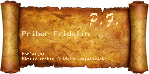 Priher Fridolin névjegykártya